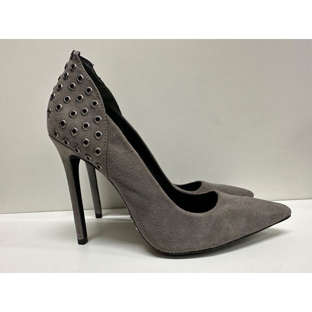 Shultz Pumps women size 9 B gray suede stiletto heel pointy shoes